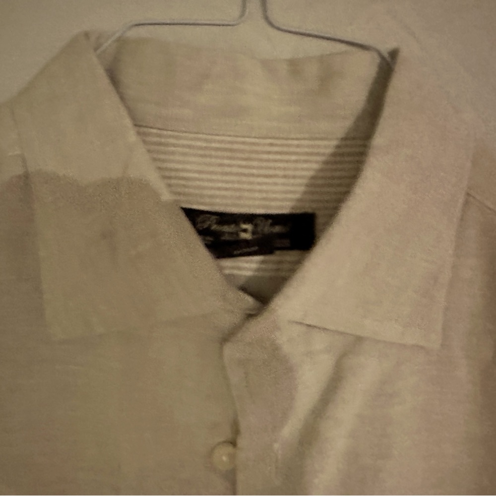 Pronto Uomo Mens Linen Button Down Tan XL 100% Linen